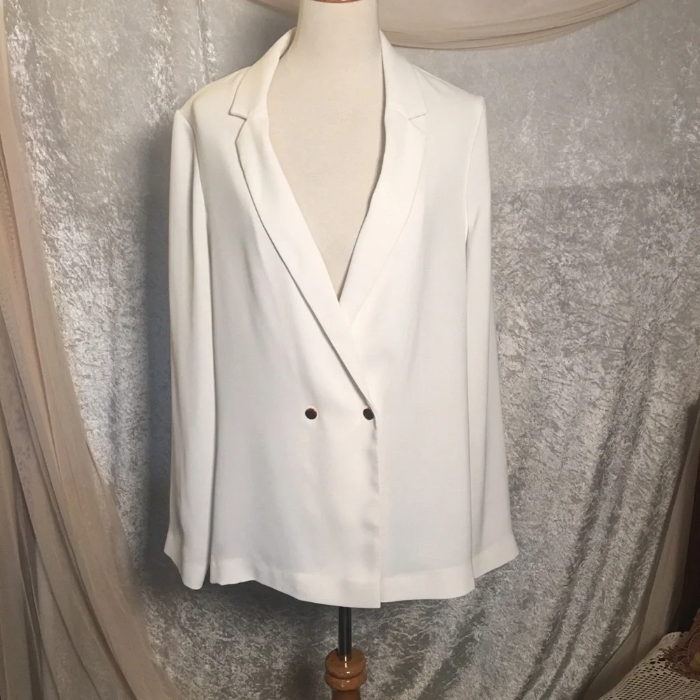 Topshop Ivory Double-Breasted Blazer